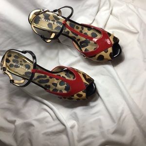 Gianni Bini Animal Print Patent Sandal Heel